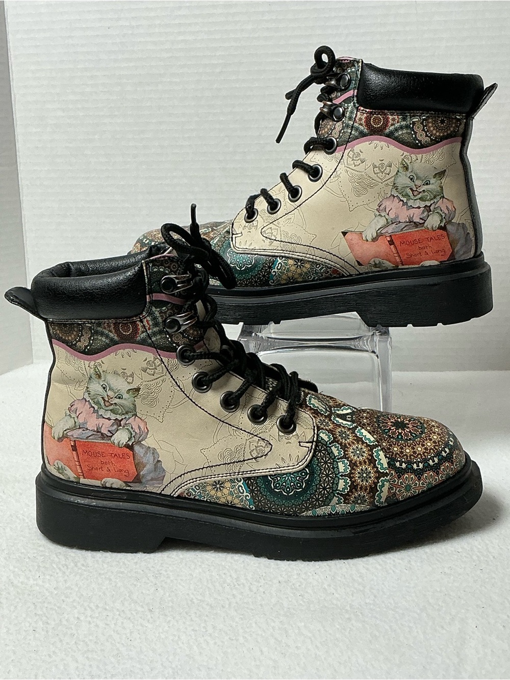 TIESTRA Cat Boho Mandala Combat Boots EU 38 (7-7.5)